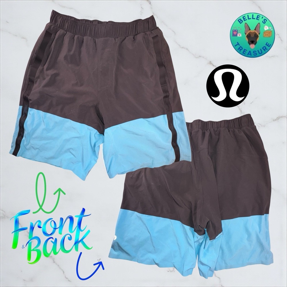 Lululemon Shorts Mens Small 'Light As Air' Athletic Black Blue Gym Swim Trunks